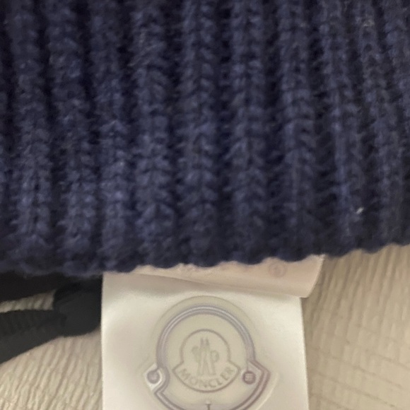 NWT UNISEX AUTHENTIC 8 MONCLER PALM ANGELS TRICOT BEANIE HAT NAVY BLUE COLLAB! - Picture 8 of 10